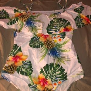 Floral pineapple one piece bathing suit!